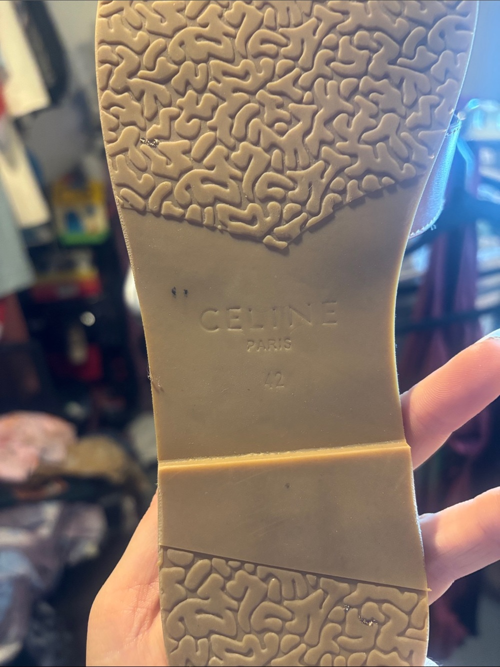 Celine Tan and Brown Calfskin Leather Slide Sandals - Picture 7 of 7